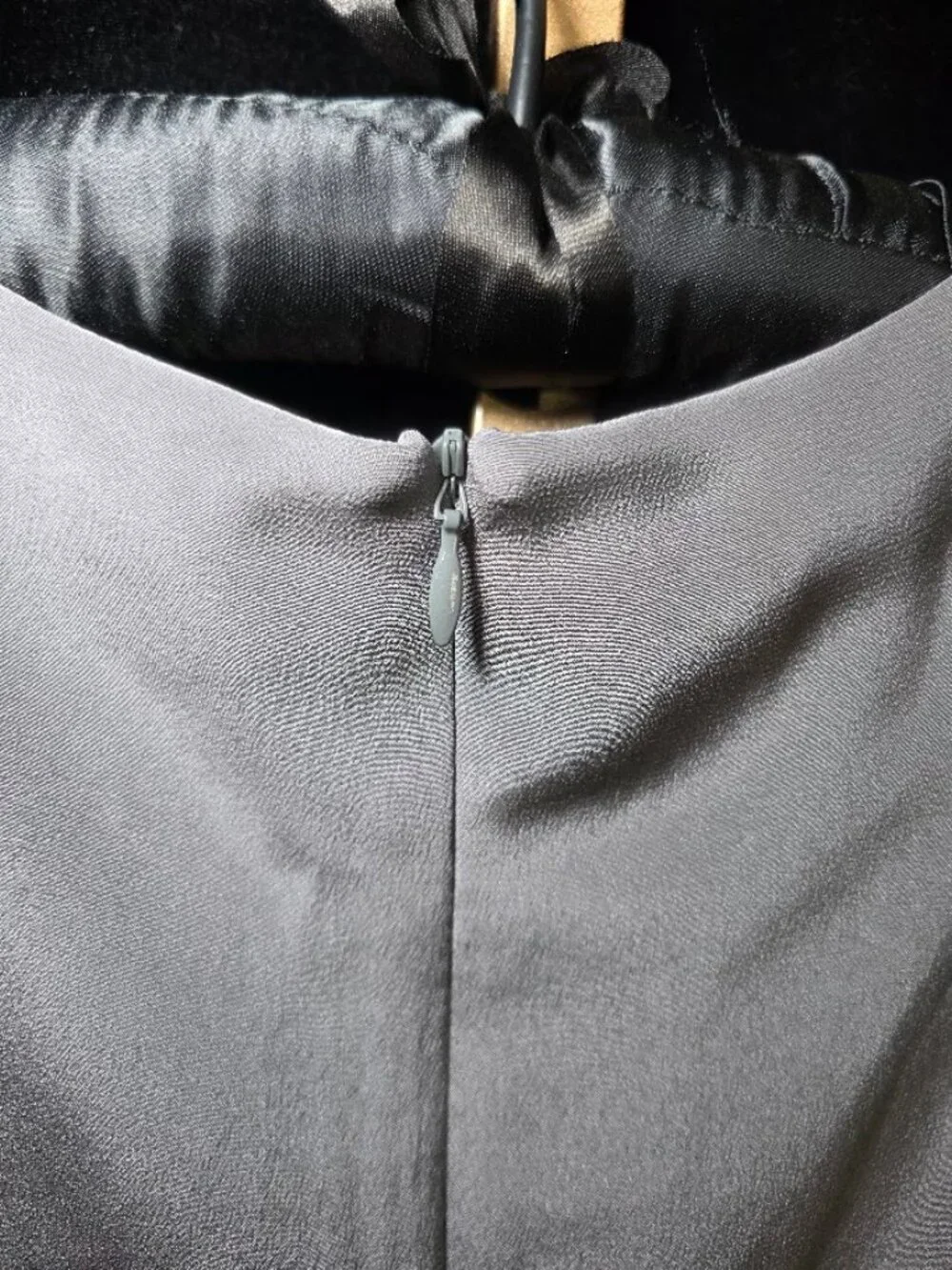 Miguelina 100% Silk Draped Dress in Silvery Gray S